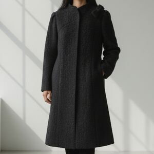 Sears Wool Women's Black Teddy Jacket with Bow Detail 6528